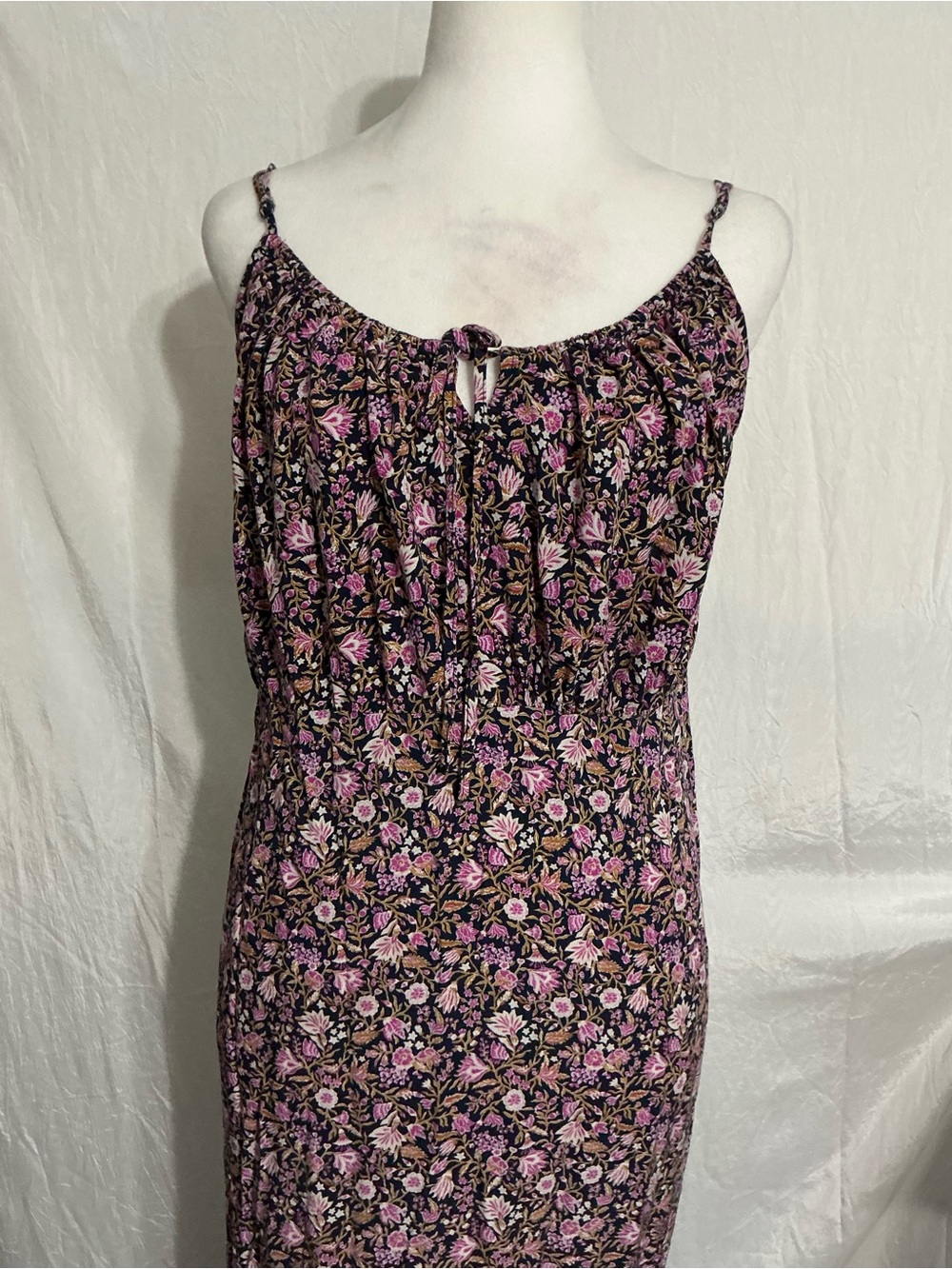 Smocked Floral Pink Maxi Dress with Stretch Waist - Picture 2 of 11